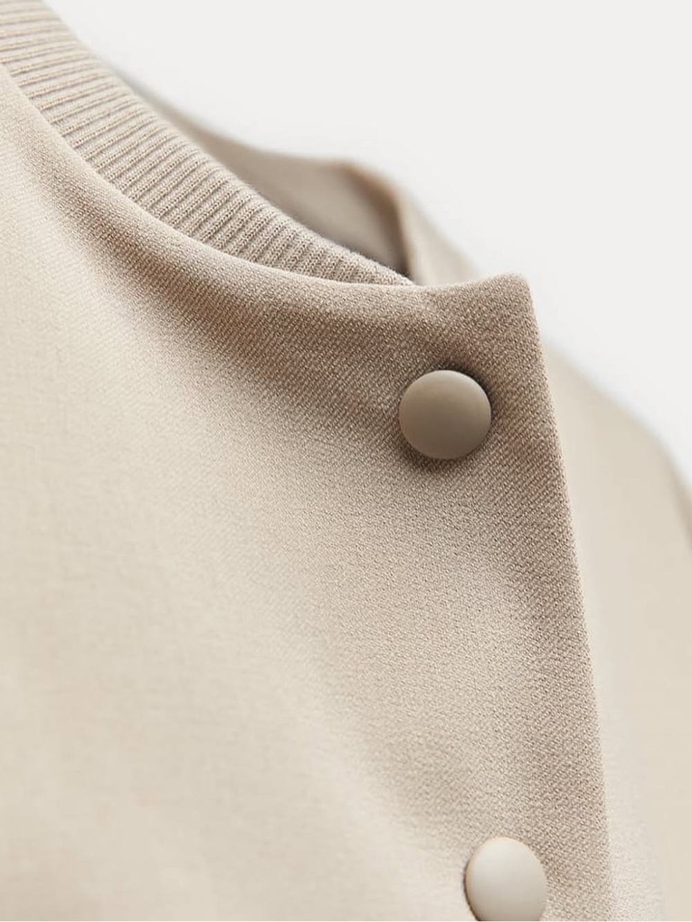 Zara Beige Cropped Button-Front Bomber Jacket - Picture 2 of 13